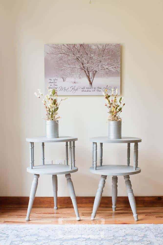 Small Round Two-Tier Side Table Makeover