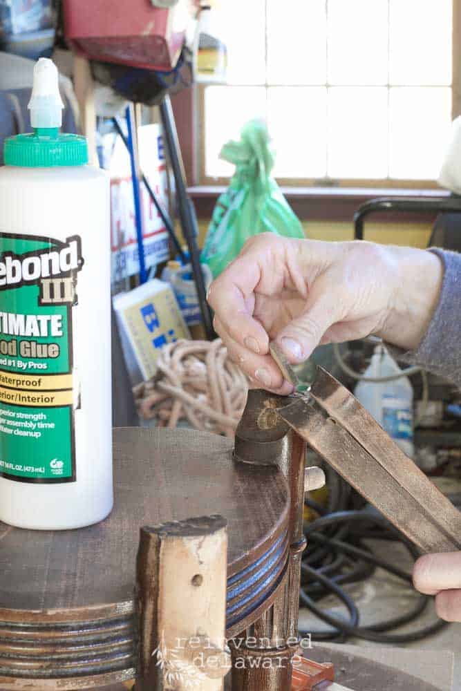 glueing broken piece back onto coffee table leg