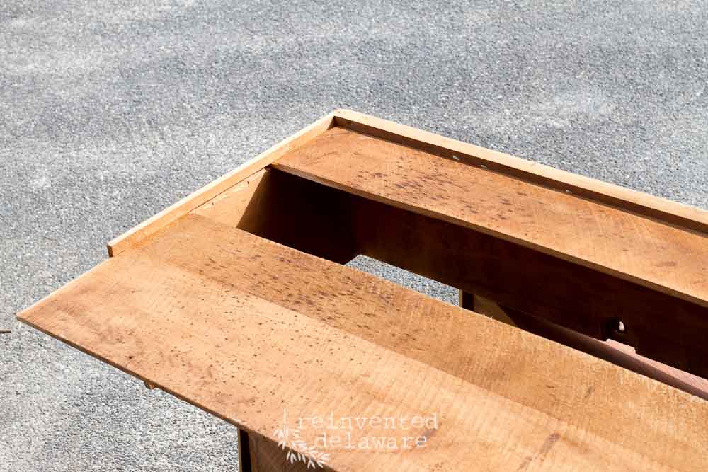 antique drawer repair with glue in groove