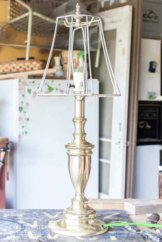 Easy Lamp Makeover with Spray Paint and White Wax