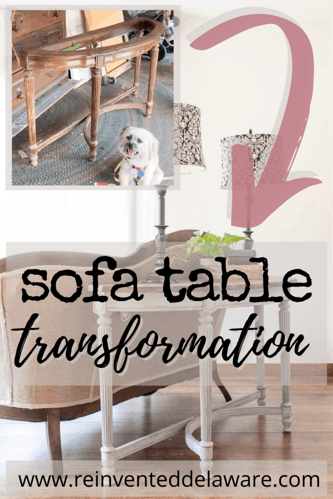 Remember the 1980's glass insert tables that were used as a sofa table??  Today, we will show you how a restyled sofa table was brought into today's farmhouse style that we all love! #refinishedfurniture #restyledfurniture #restyledfurniture