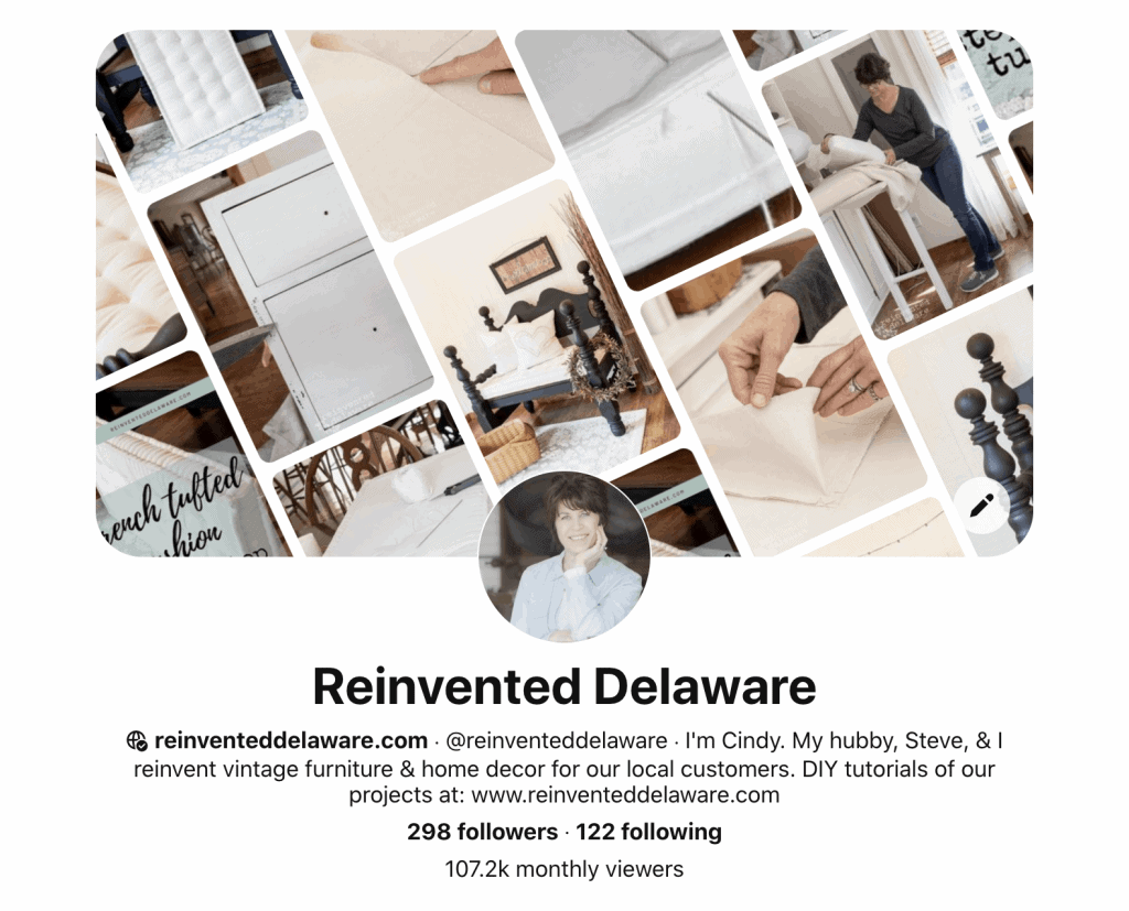 screenshot of Pinterest home page for Reinvented Delaware