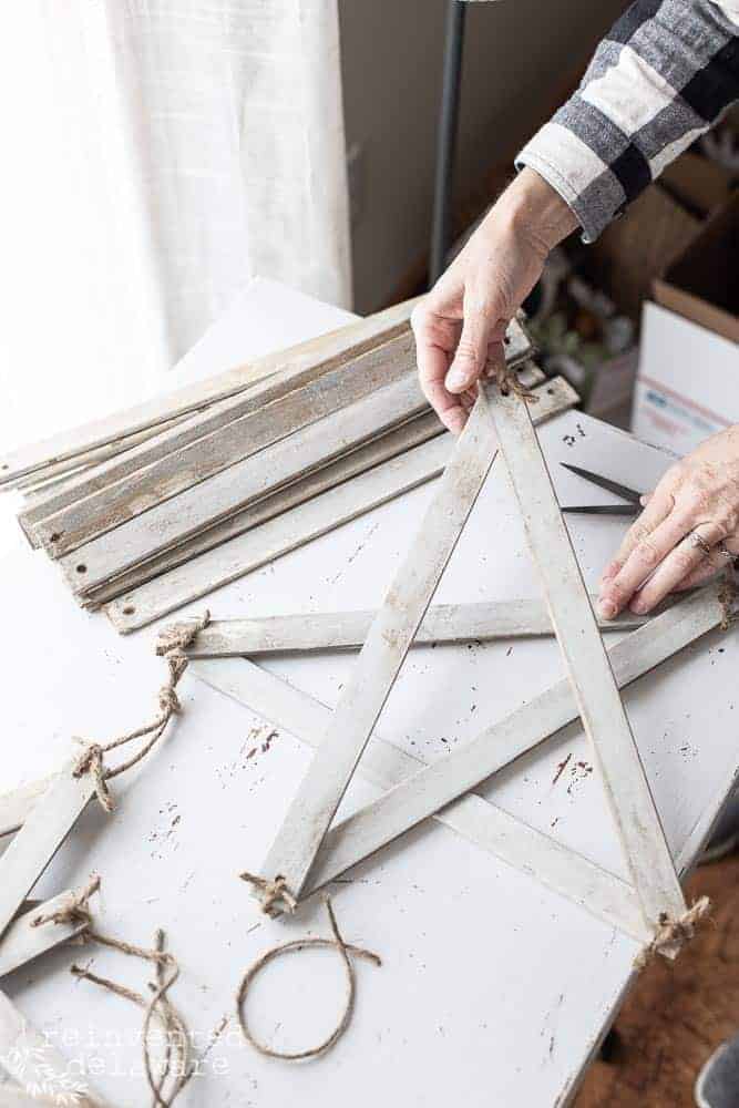 showing how the farmhouse style star is still moveable before securing
