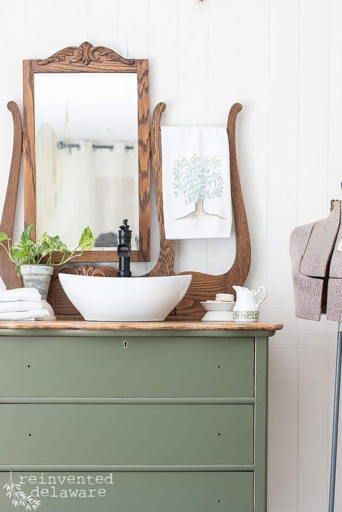 Repurposed Dresser Converted To Bathroom Vanity Reinvented Delaware - How To Turn An Antique Dresser Into A Bathroom Vanity