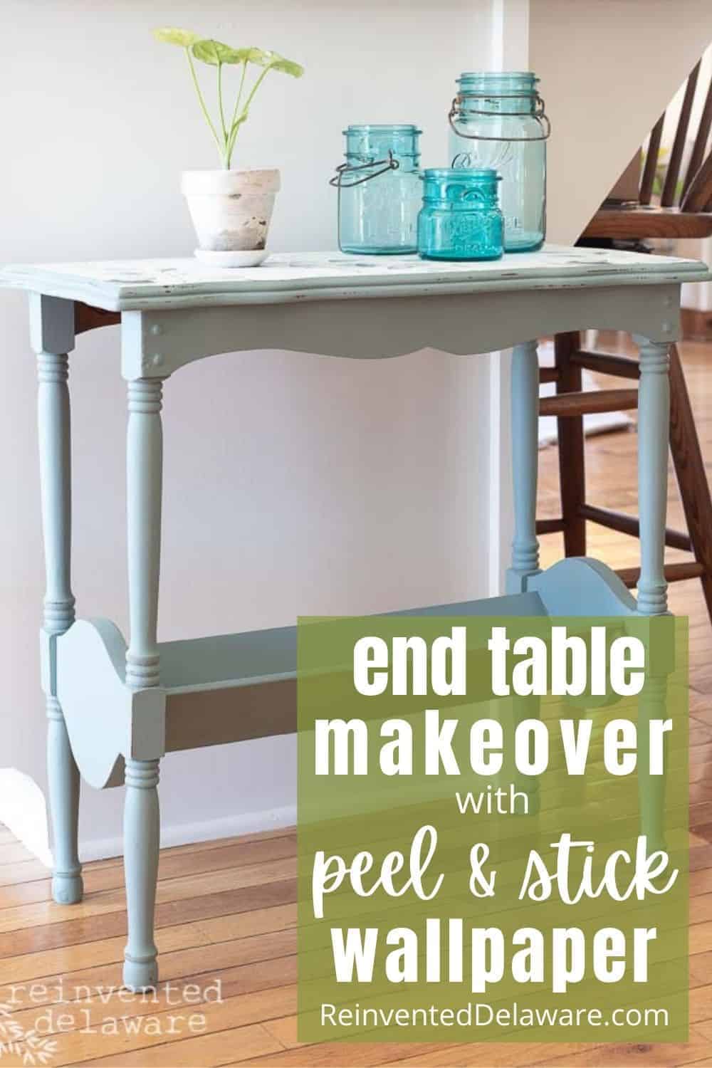 Easy End Table Makeover Idea with Peel and Stick Wallpaper - Reinvented ...