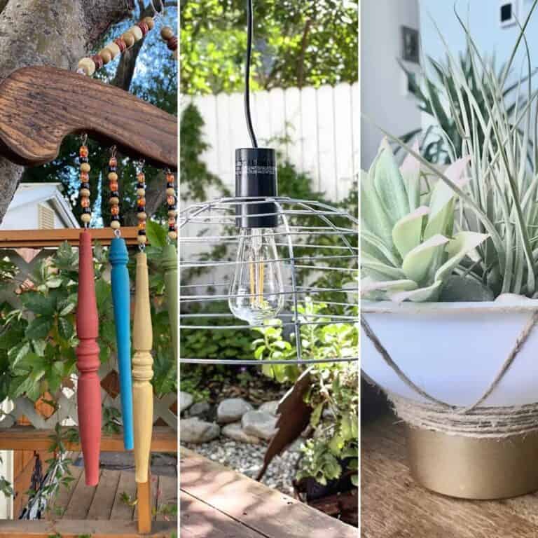 Collage of three image with a garden theme.