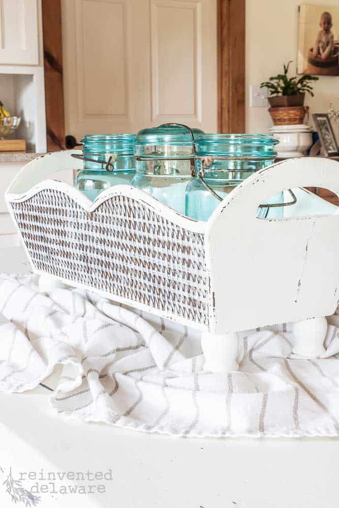 wood basket thrift store makeover painted with chalk paint