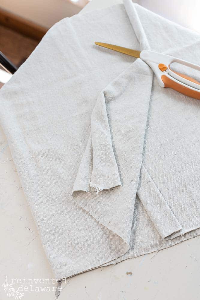 drop cloth fabric and sewing scissors
