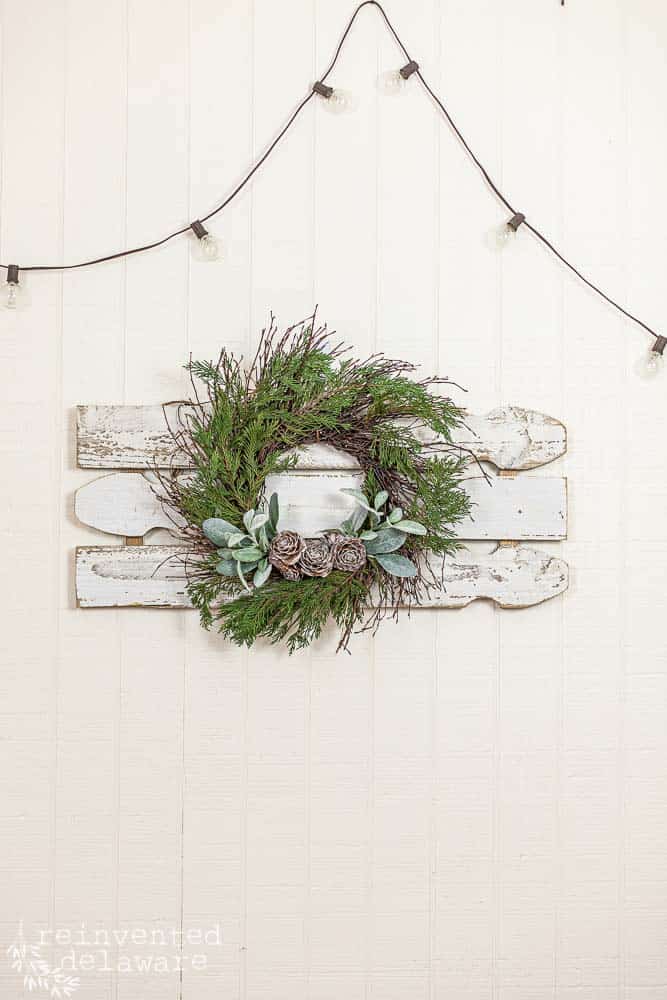 rustic natural twig wreath for Christmas decorating