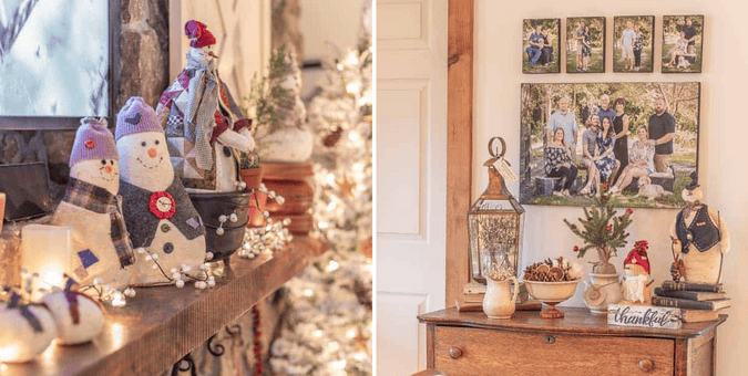 collage of vintage Christmas decorating ideas