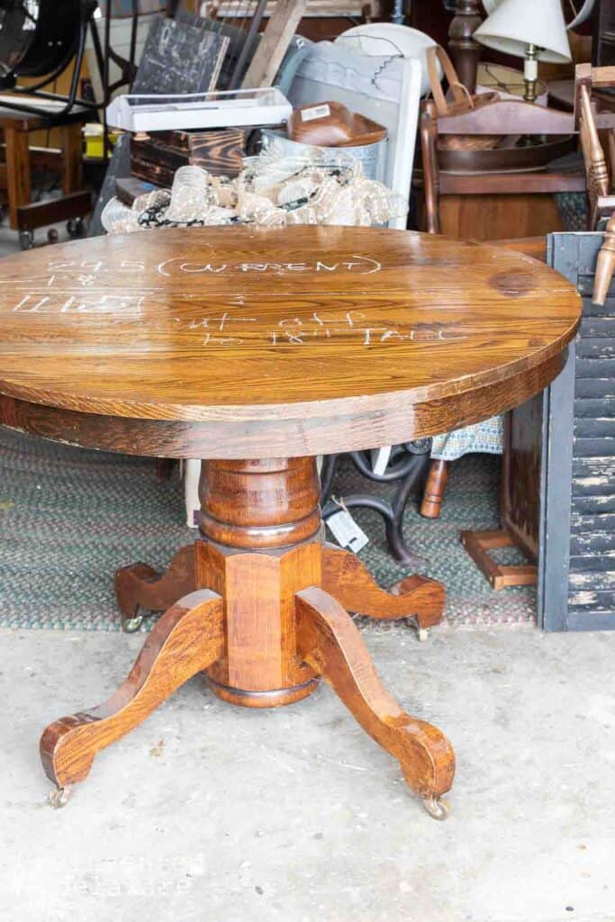 old oak dining room table with orange wood tones