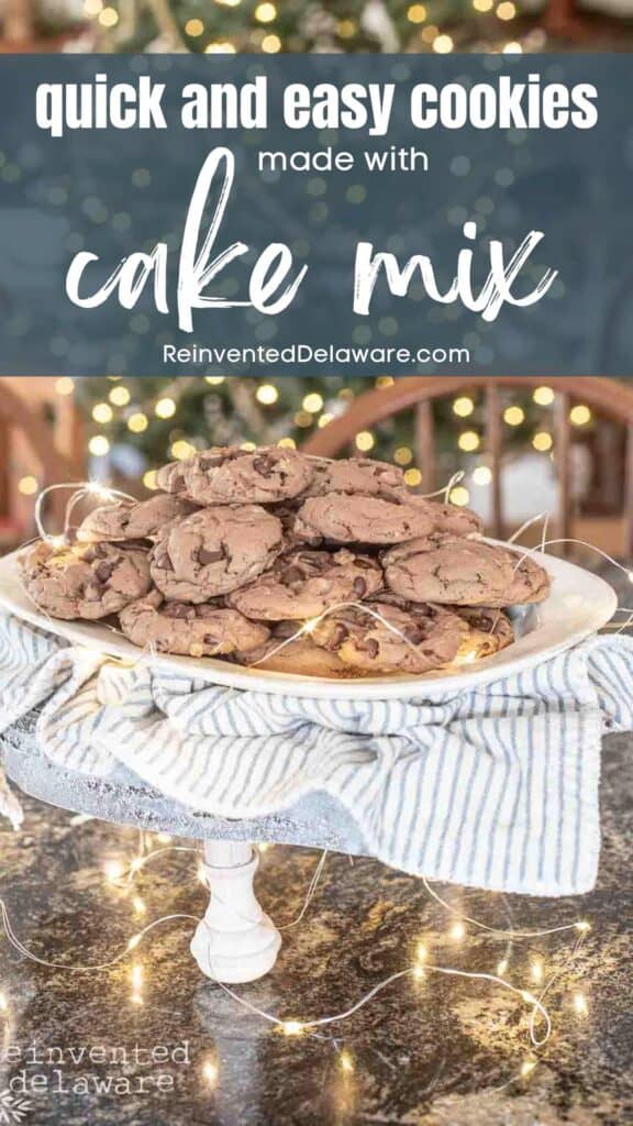 stack of chocolate cake mix cookies