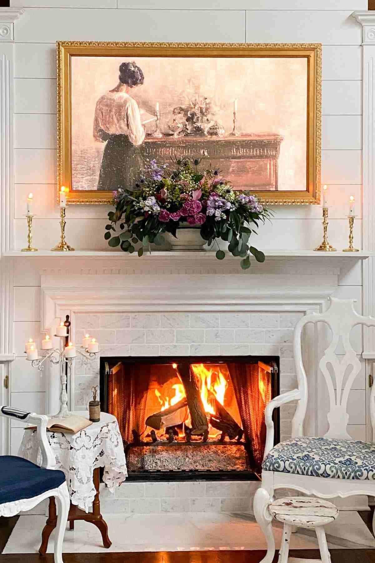 parlor decor with fireplace inspired by Emma by Jane Austen