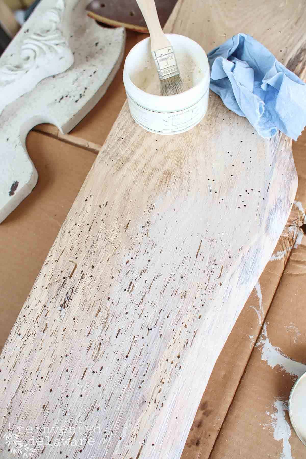 live edge wood with miss mustard seeds white wax