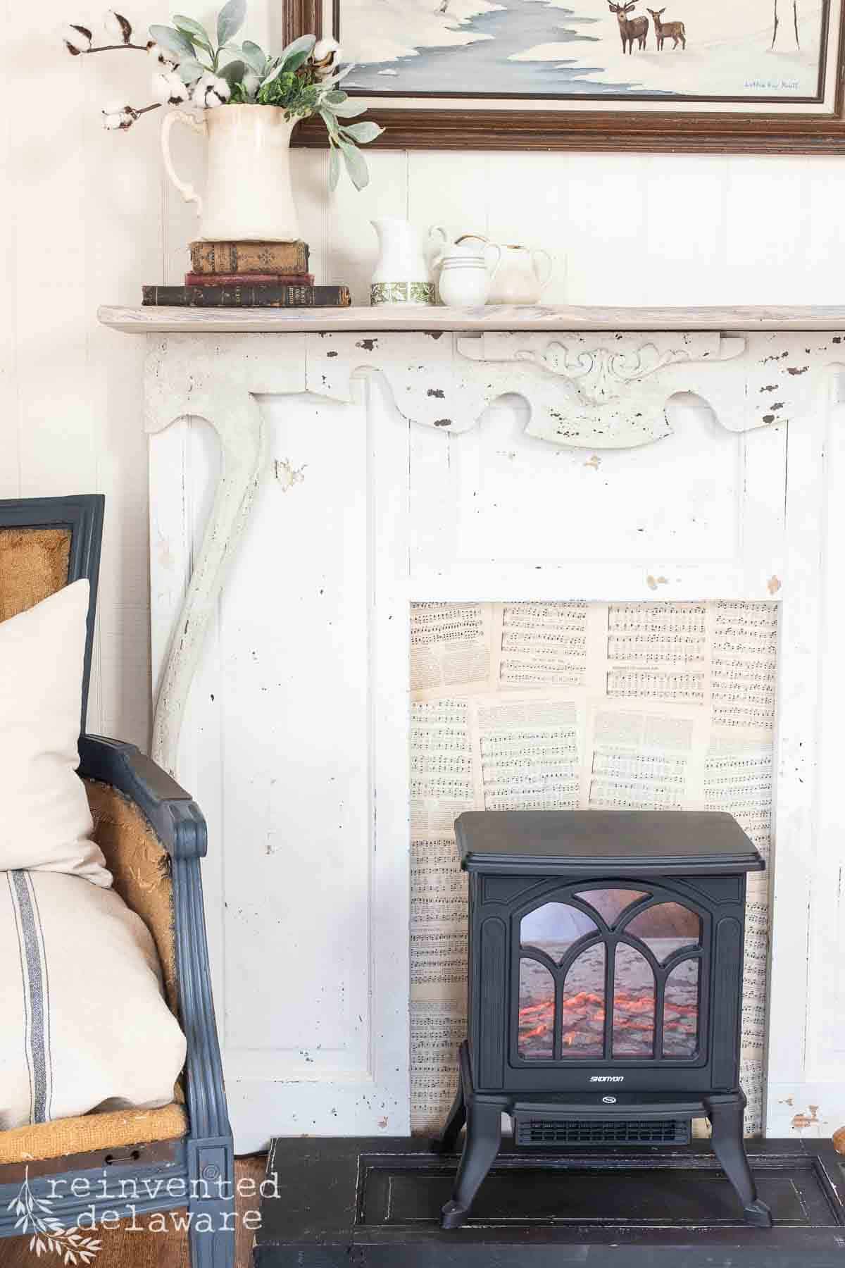 diy faux fireplace with electic woodstove unit