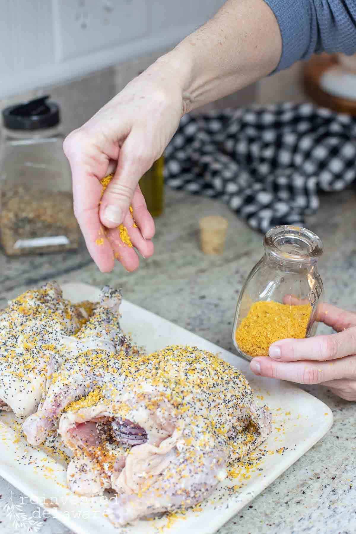 orange zest on top of air fryer cornish hen