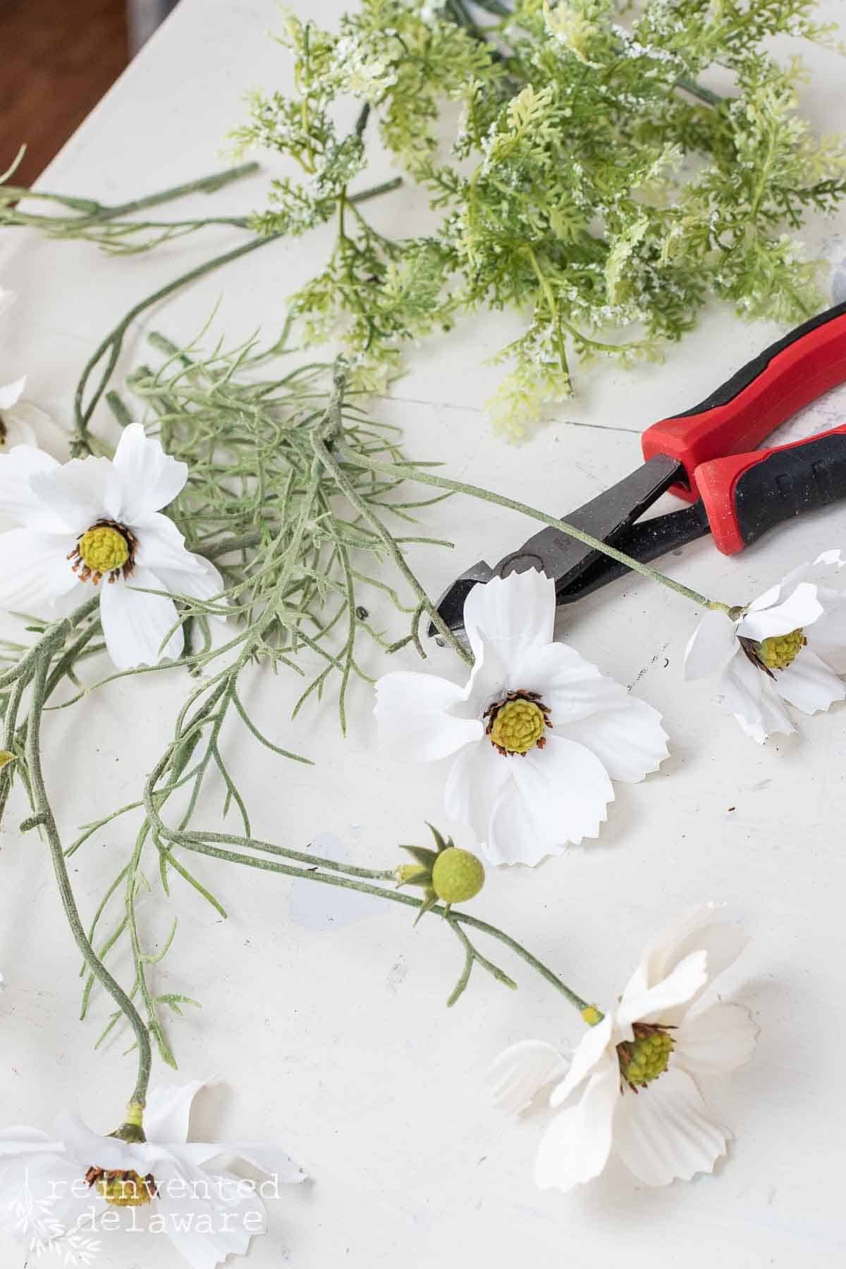 faux flowers for diy spring decor project