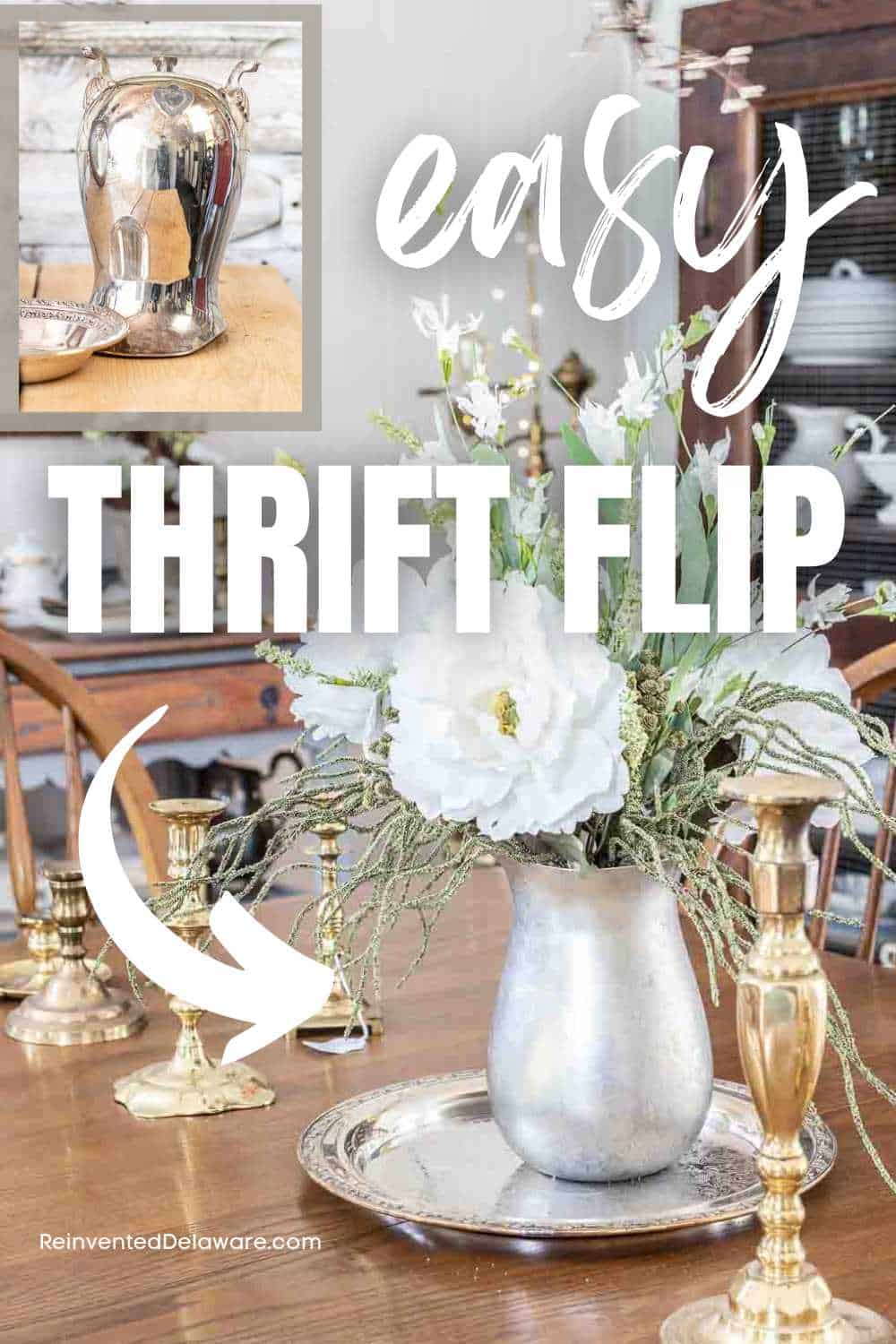 Pinterest graphic with text Easy Thrift Flip