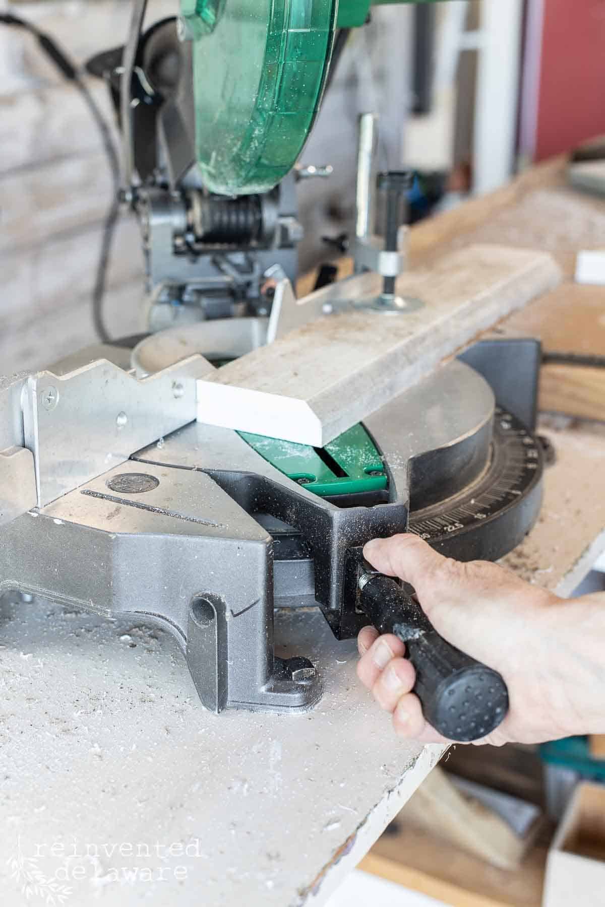 miter saw cutting boards for upcycled planter project
