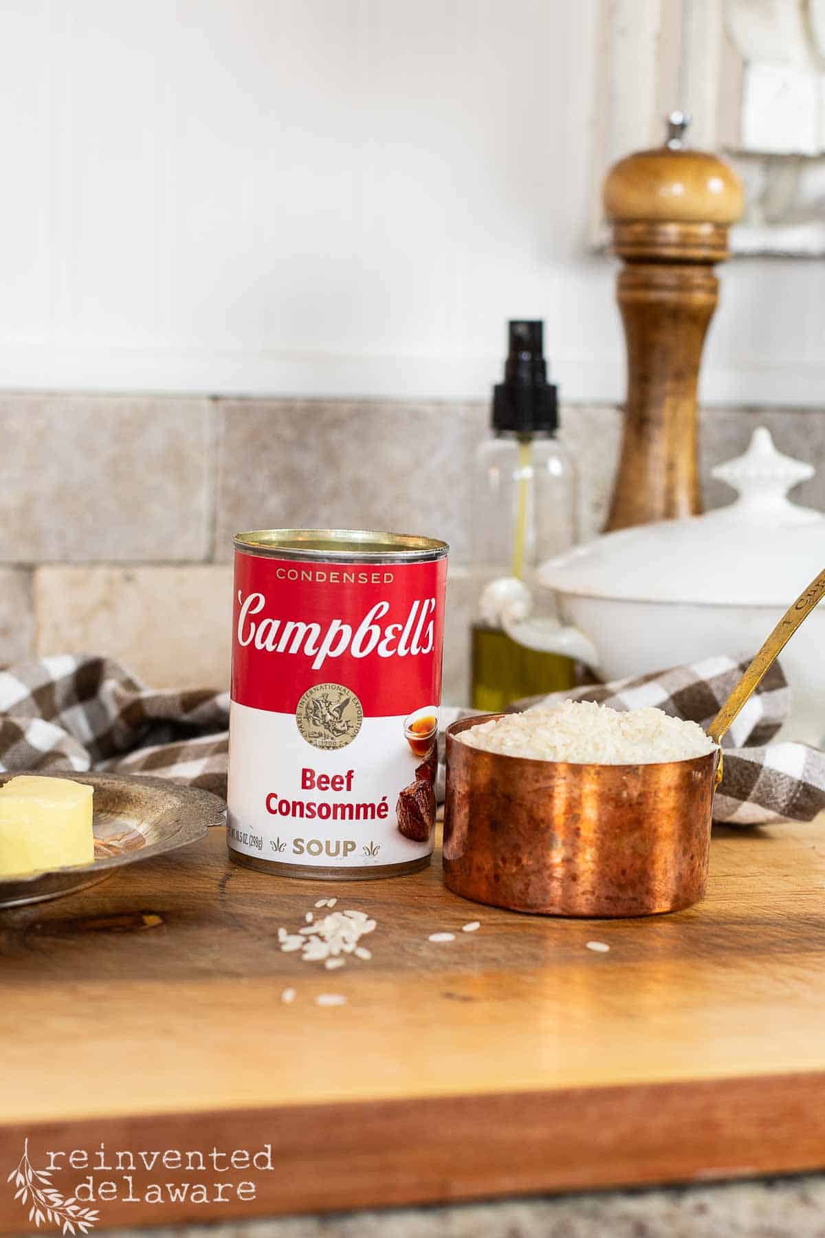 can of beef consomme soup a a cup of rice