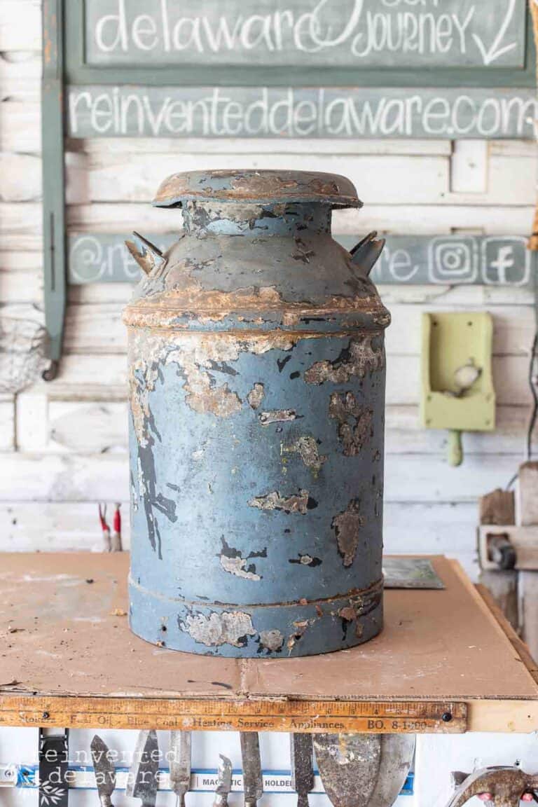 DIY Repurposed Old Milk Can with Magnolia Transfer - Reinvented Delaware