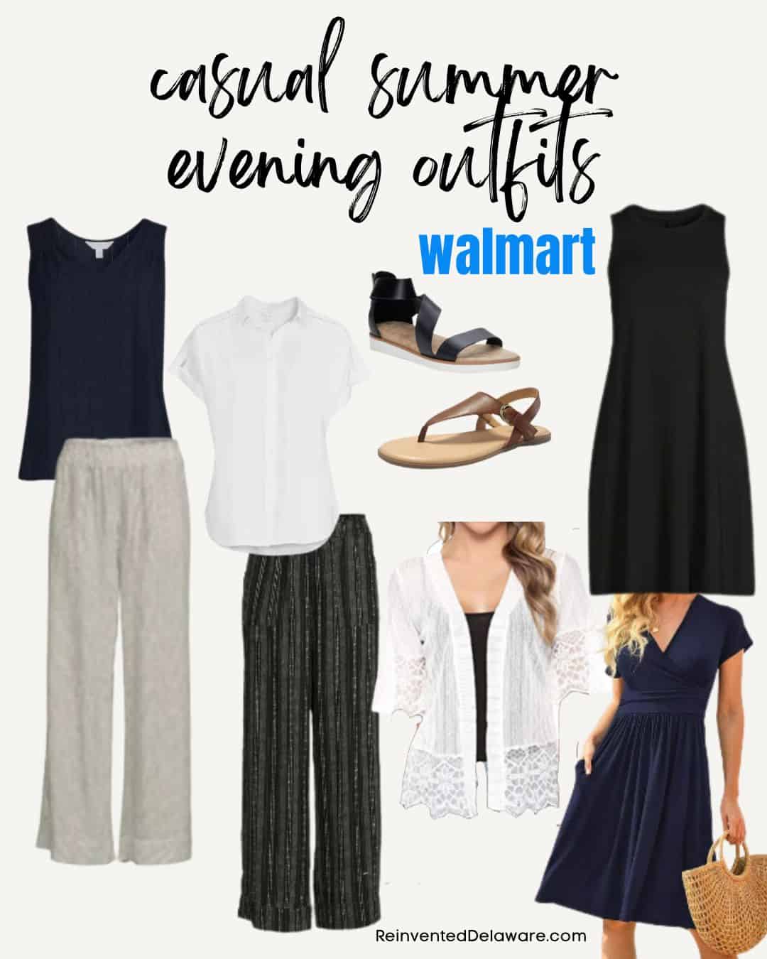 collage of capsule wardrobe for summer from Walmart
