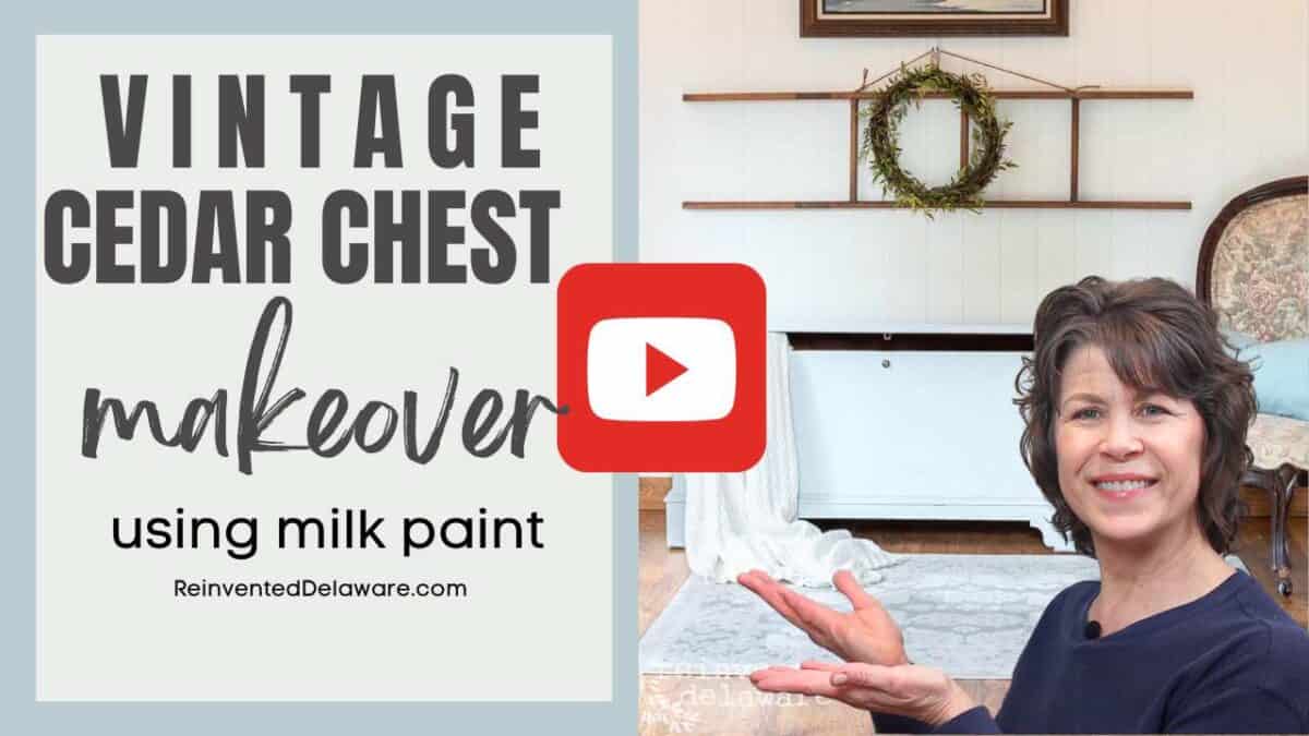 YouTube graphic for video link about cedar chest makeover