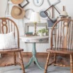 staged shot of Duncan Phyfe side table makeover using chalk paint