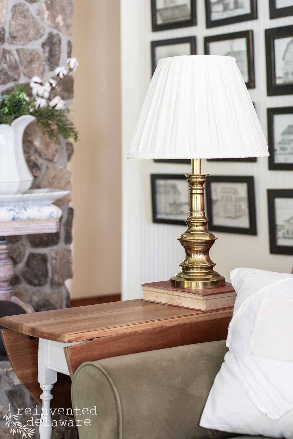 pure brass lamp with a vintage shade