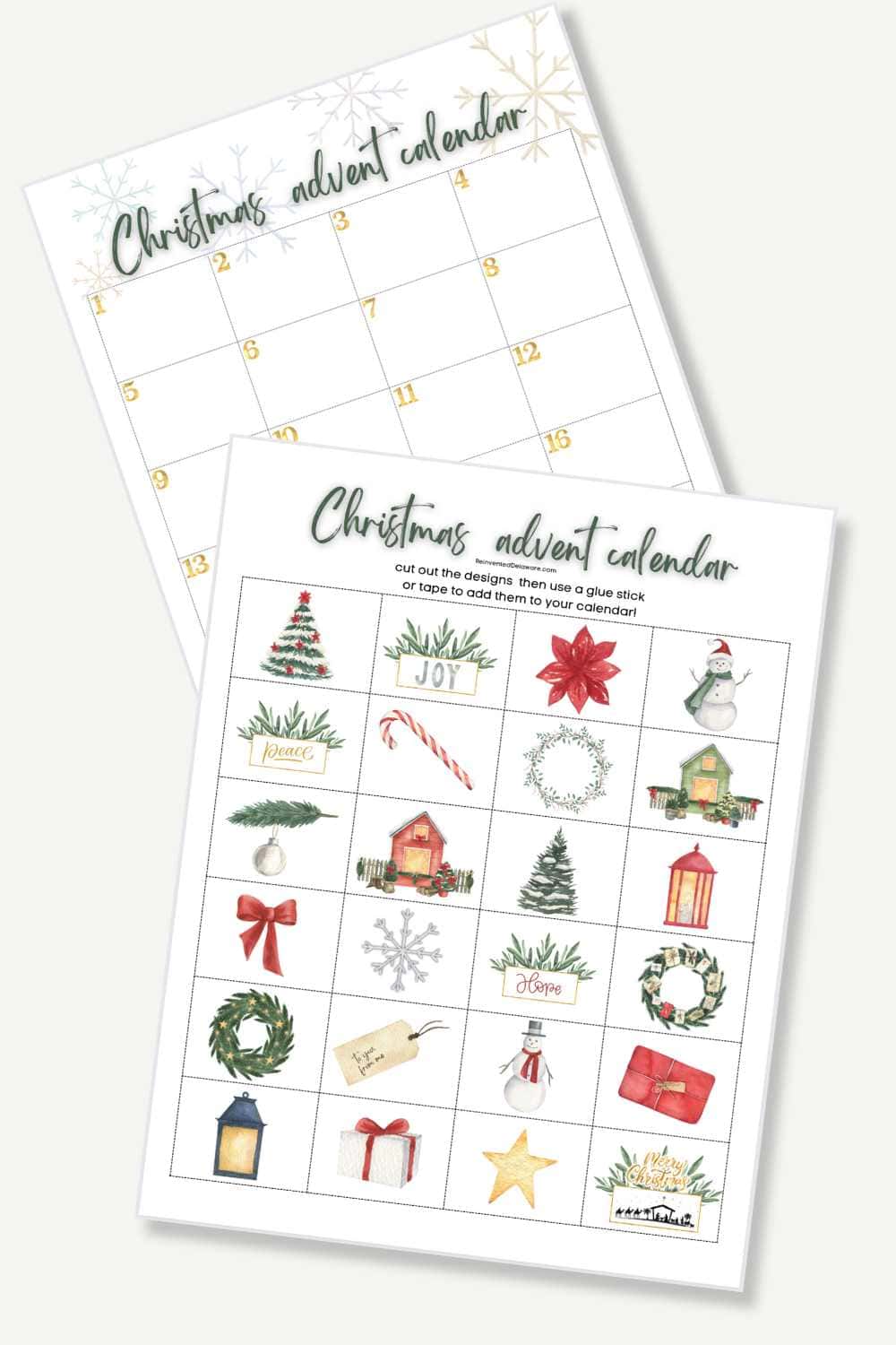 graphic with advent calendar freebies