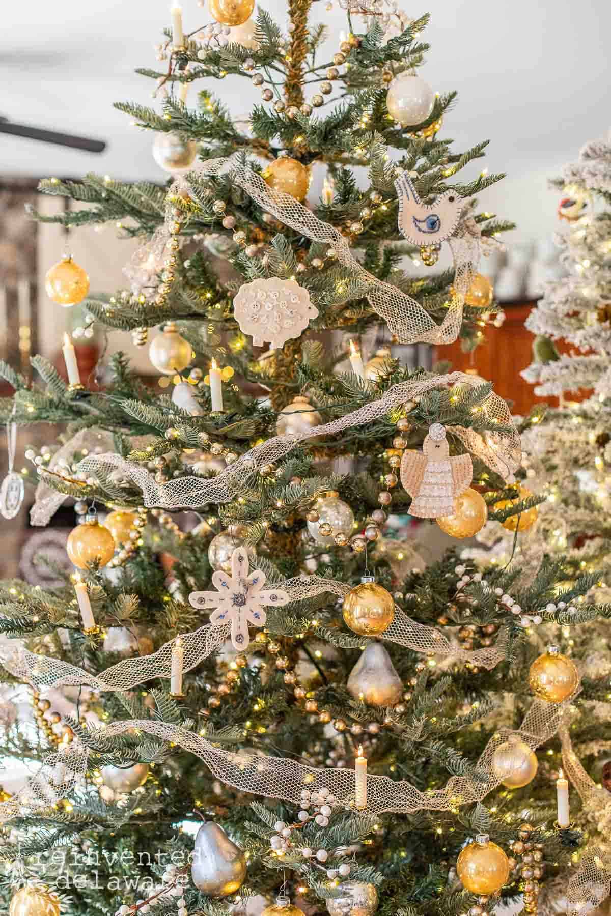 Christmas tree with cute felt Christmas ornaments