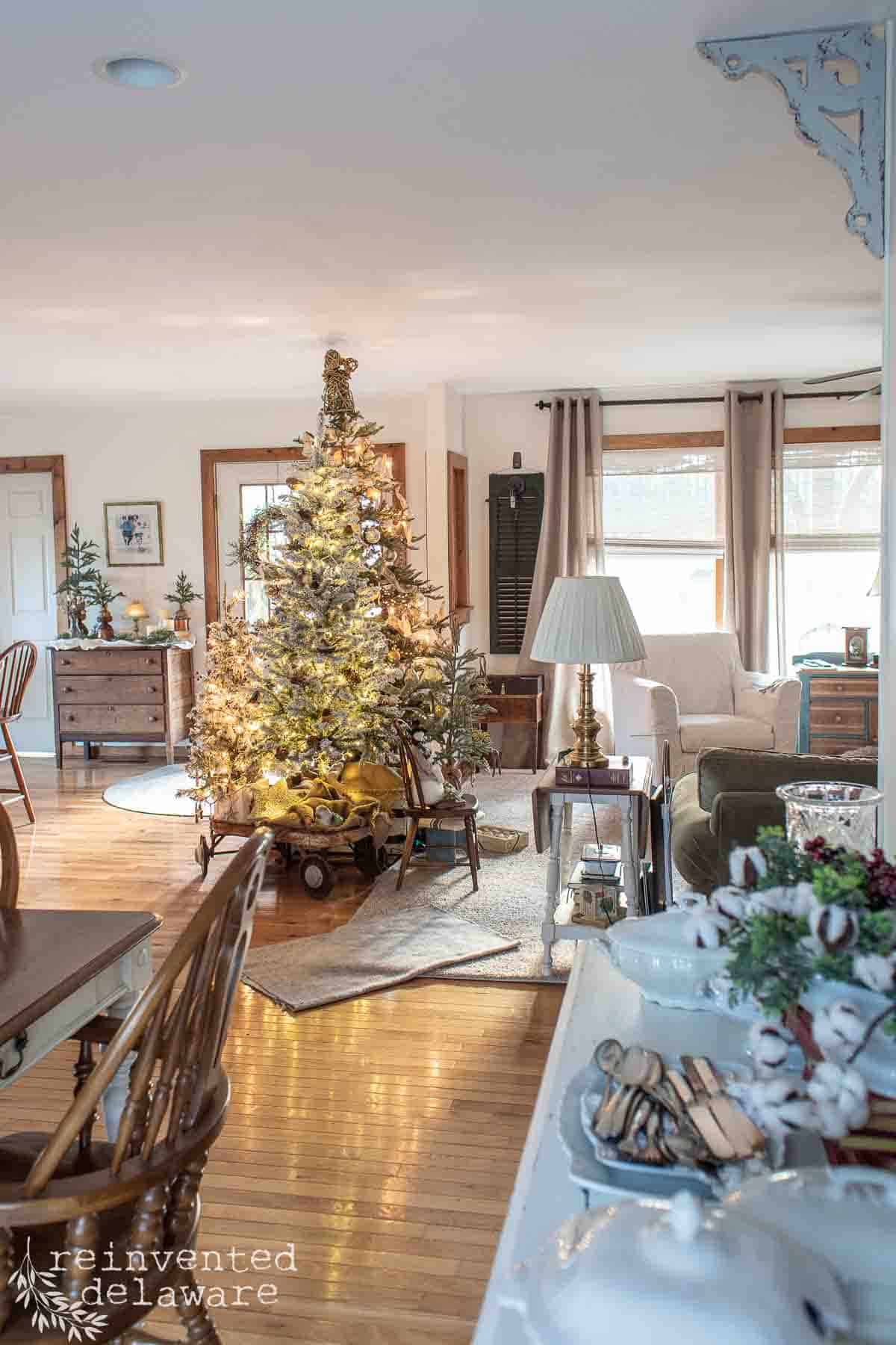 open concept Christmas home tour with Christmas trees