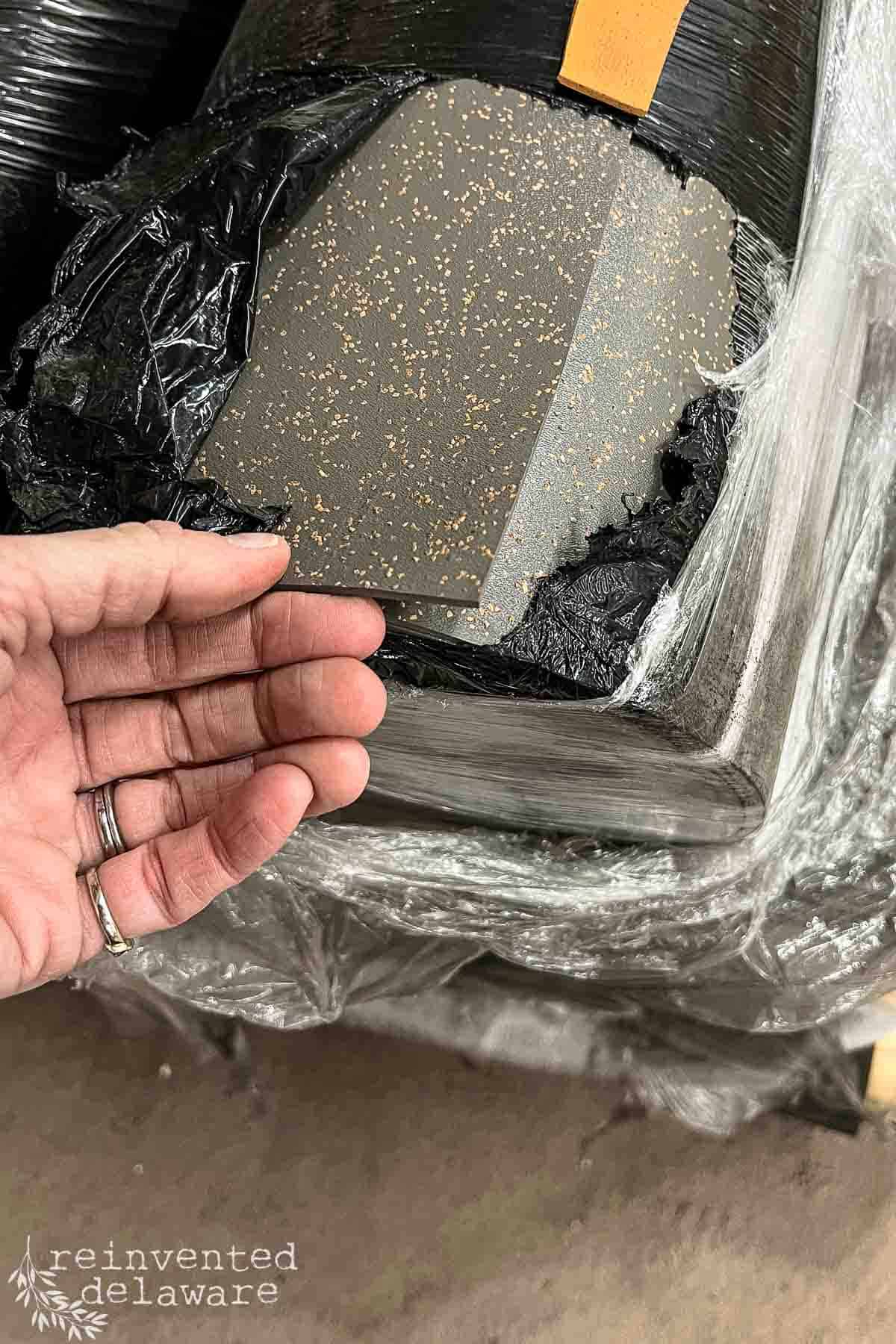 rolls of flooring material donated to the Habitat for Humanity Restore