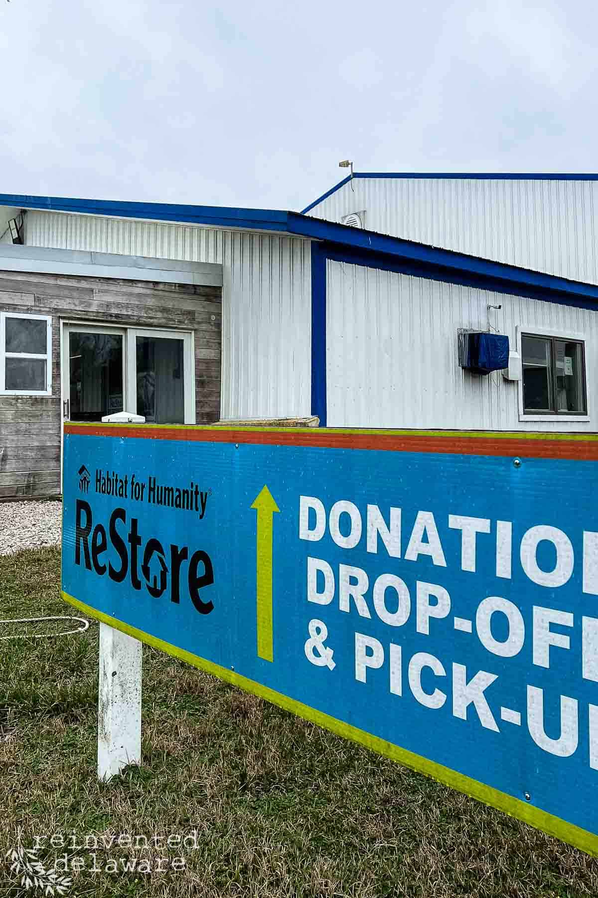 Habitat for Humanity Restore Signage in the front of the retail store
