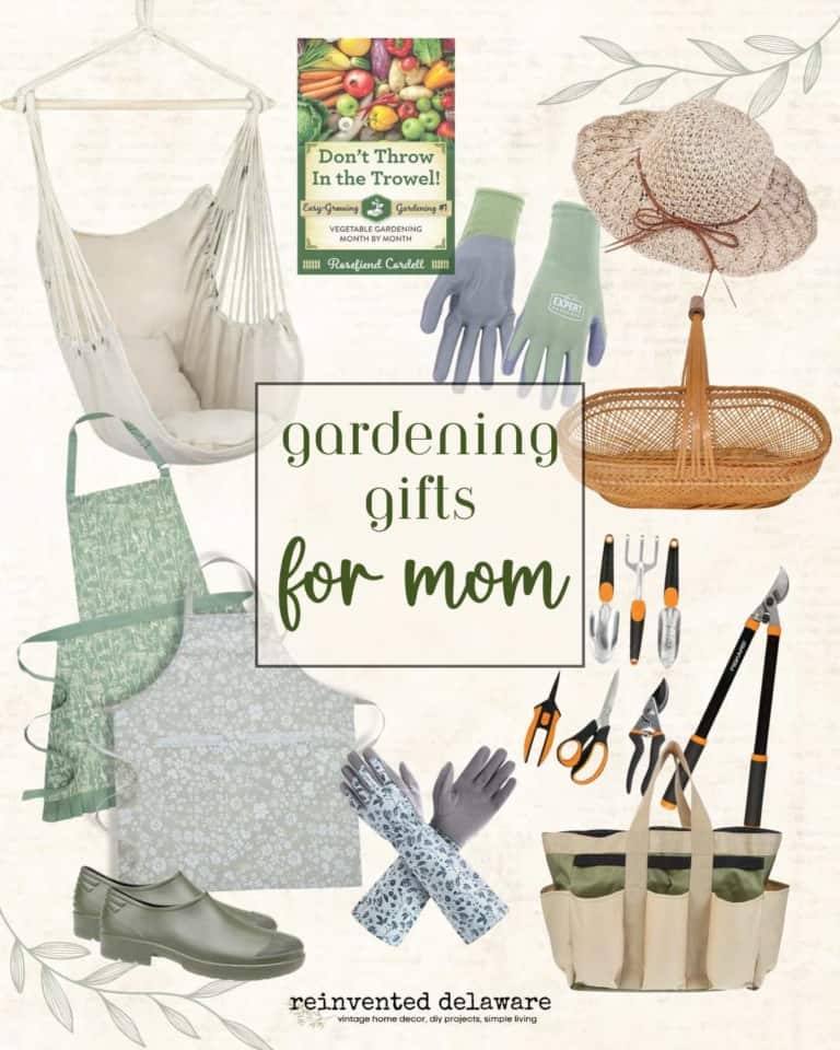 graphic with images of gardening products for mothers day gift guide