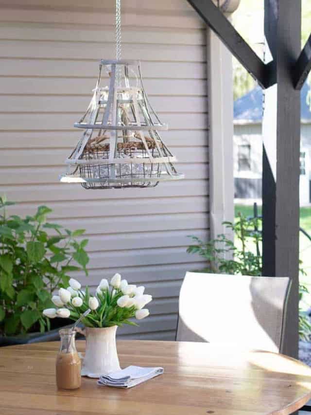 Repurposed Lamp Shade Hanging Light